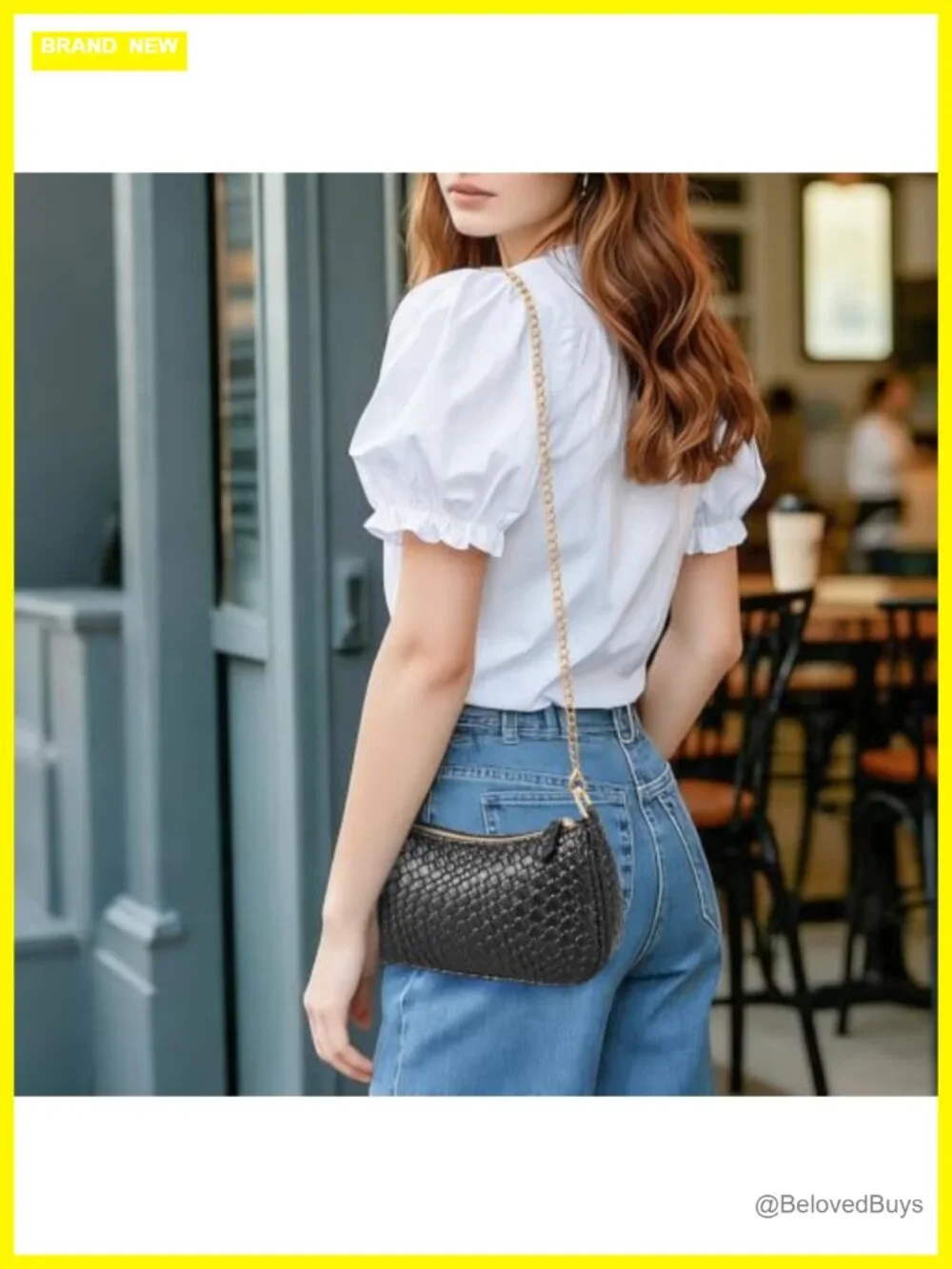 Faux Leather Hobo Shoulder Bag with Removable Gold Chain Strap, Small Retro